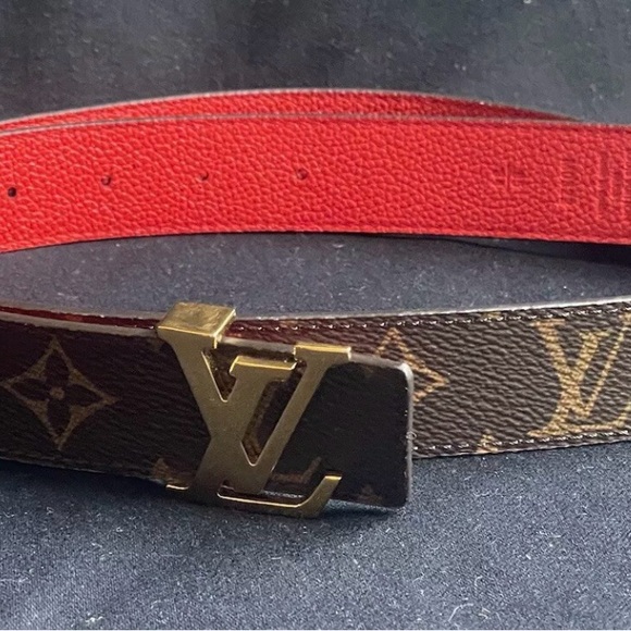 Louis Vuitton Monogram belt 34/85 length reversible to red leather! 30mm wide - Picture 3 of 3